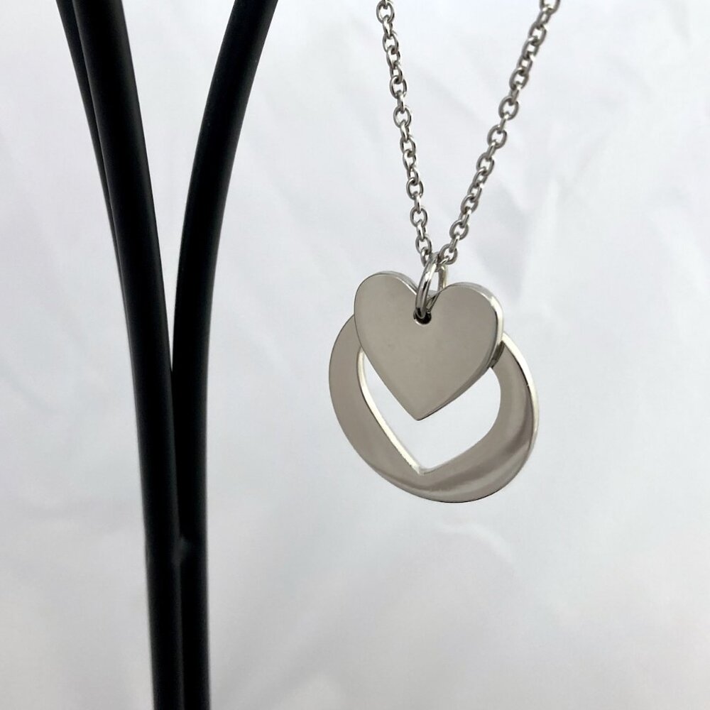 2/$20 Silver Tone Heart Pendant Necklace